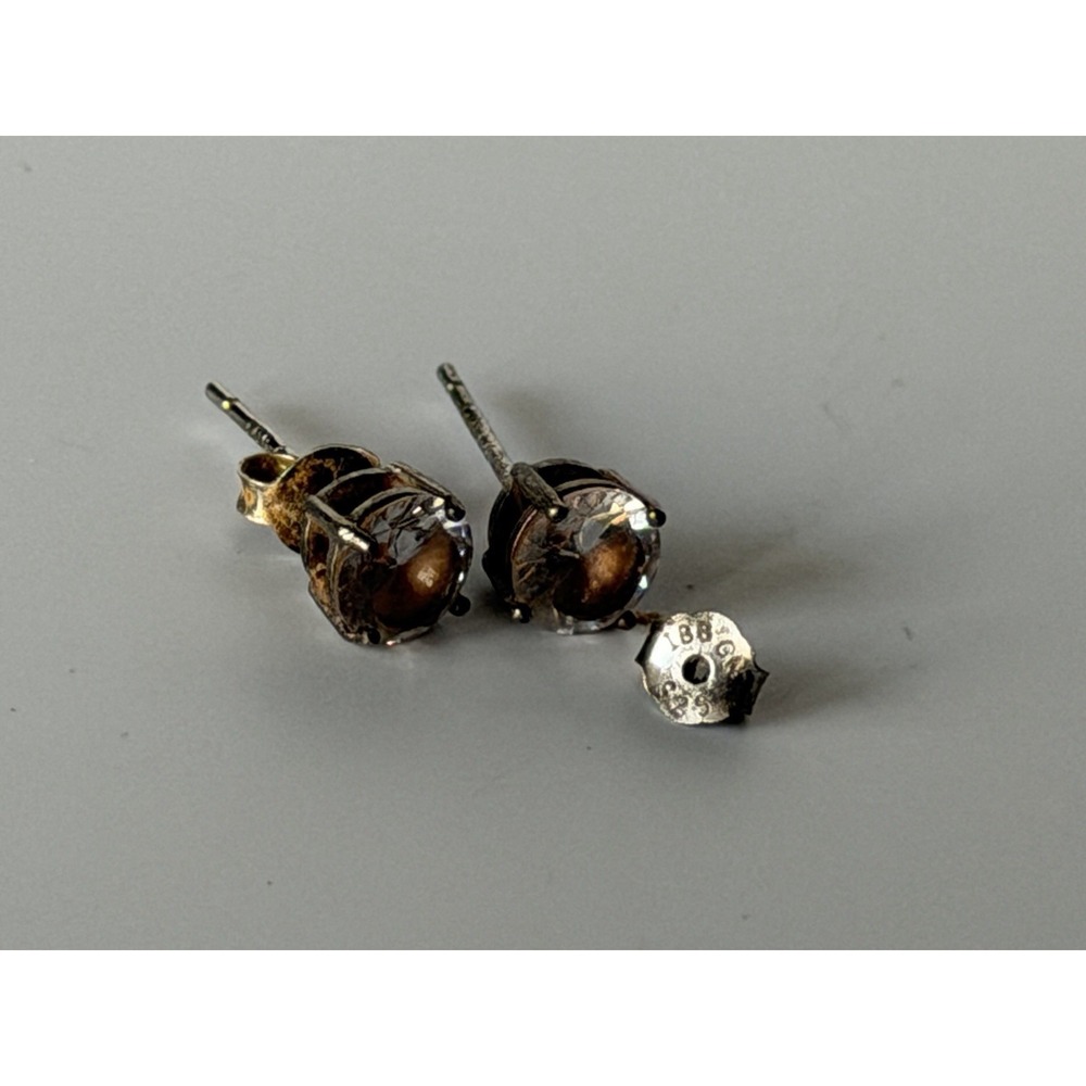 IBB CN 925 Sterling Silver Clear Stone Stud Earrings